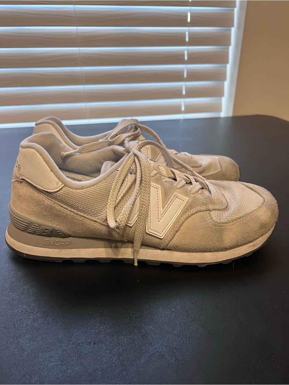 New Balance Men's Light Beige Suede & Mesh Sneakers